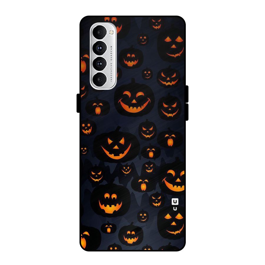 Pumpkin Smile Pattern Metal Back Case for Oppo Reno4 Pro