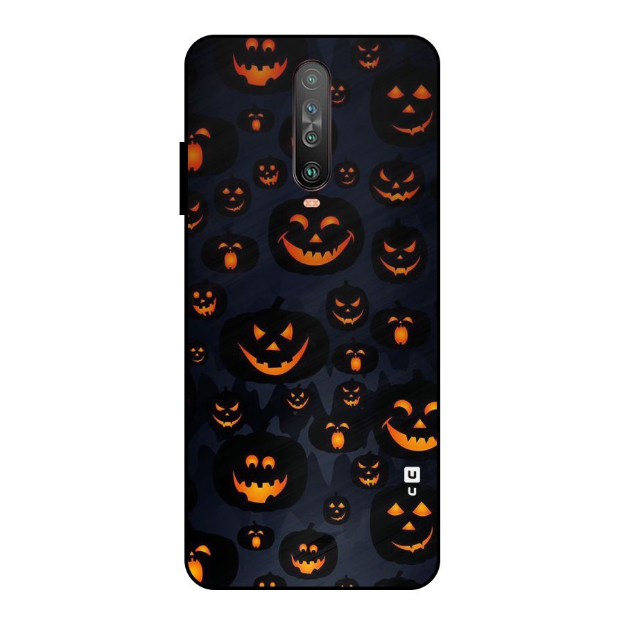 Pumpkin Smile Pattern Metal Back Case for Poco X2