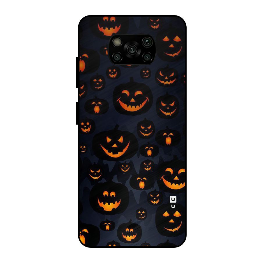 Pumpkin Smile Pattern Metal Back Case for Poco X3