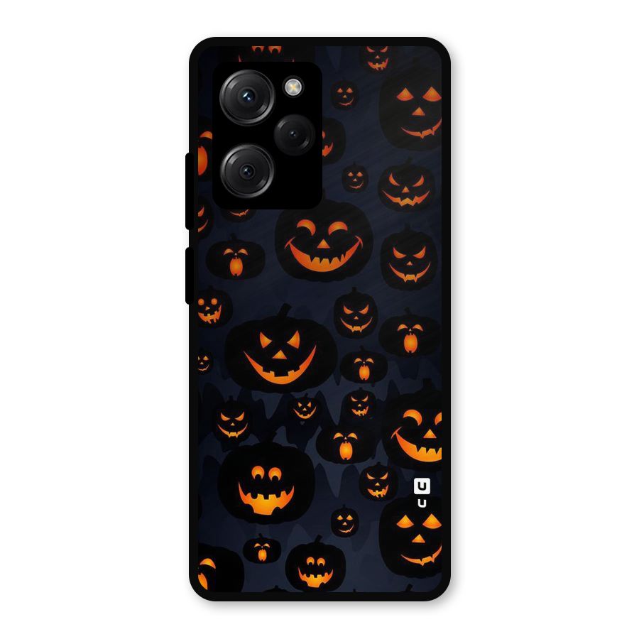 Pumpkin Smile Pattern Metal Back Case for Poco X5 Pro