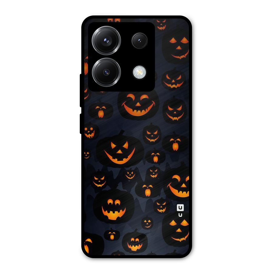 Pumpkin Smile Pattern Metal Back Case for Poco X6
