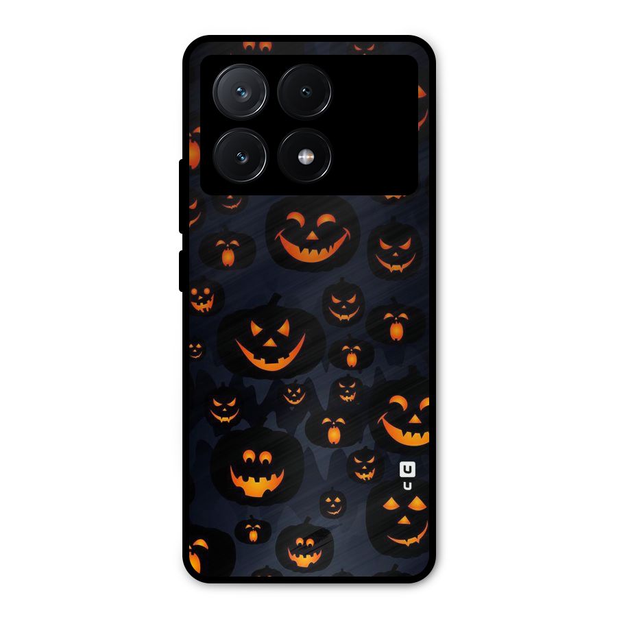 Pumpkin Smile Pattern Metal Back Case for Poco X6 Pro