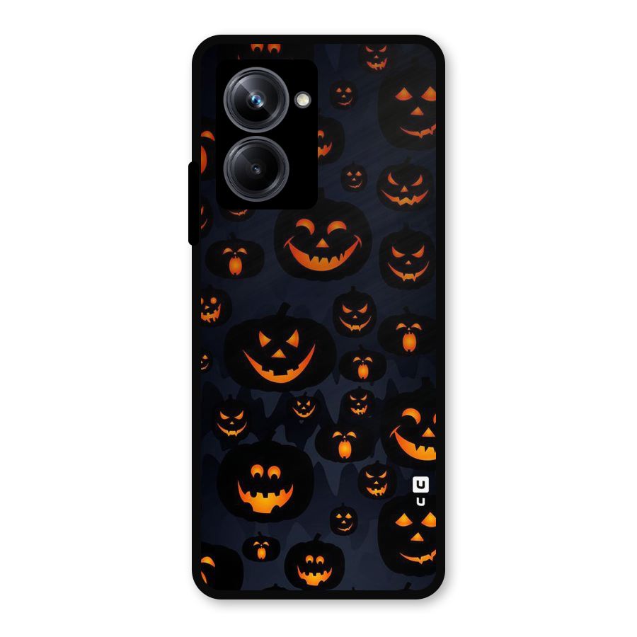 Pumpkin Smile Pattern Metal Back Case for Realme 10 Pro