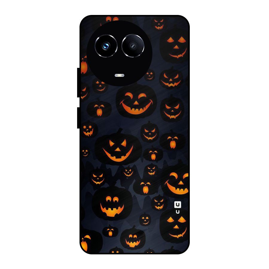 Pumpkin Smile Pattern Metal Back Case for Realme 11X