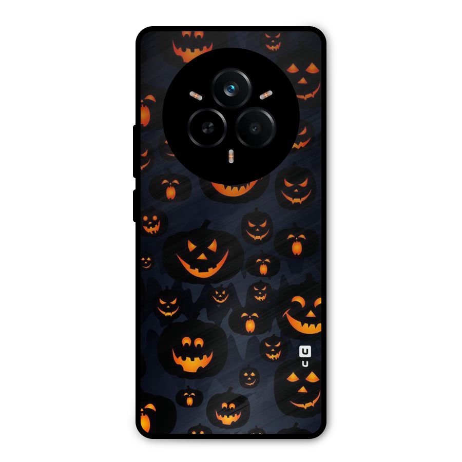 Pumpkin Smile Pattern Metal Back Case for Realme 14 Pro