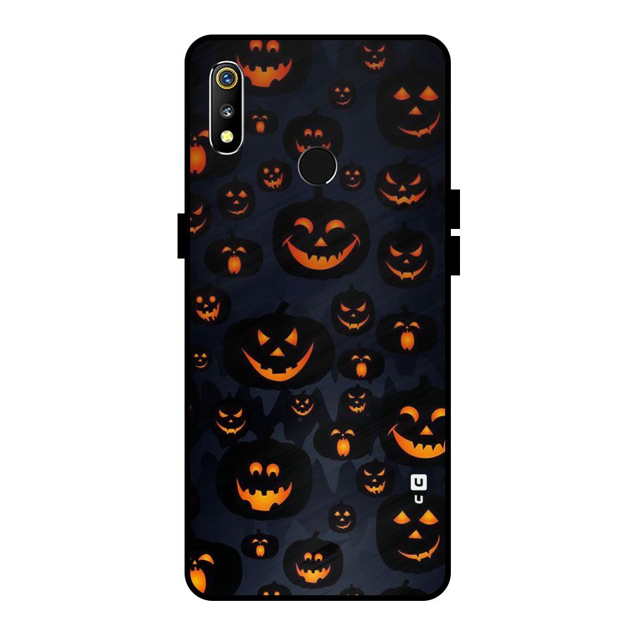 Pumpkin Smile Pattern Metal Back Case for Realme 3i