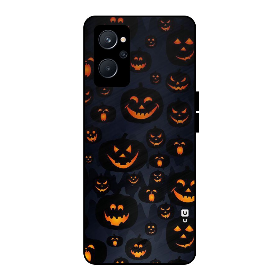 Pumpkin Smile Pattern Metal Back Case for Realme 9i 5G