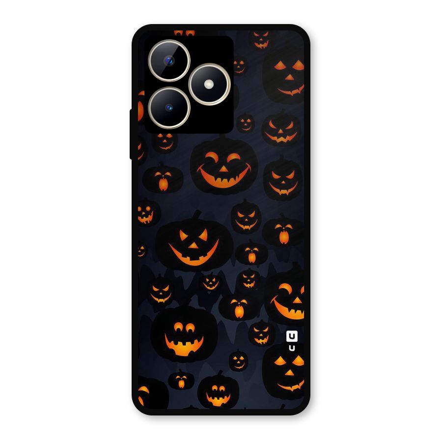 Pumpkin Smile Pattern Metal Back Case for Realme C53