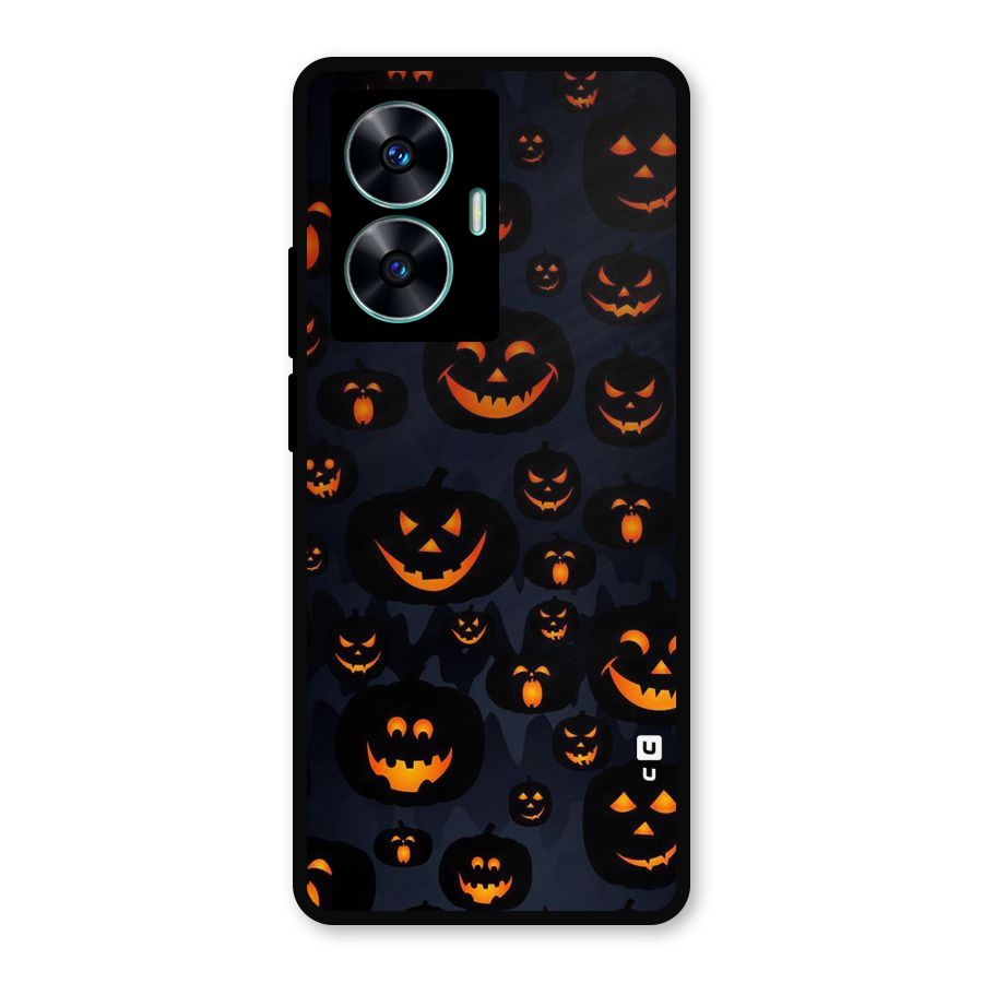 Pumpkin Smile Pattern Metal Back Case for Realme C55