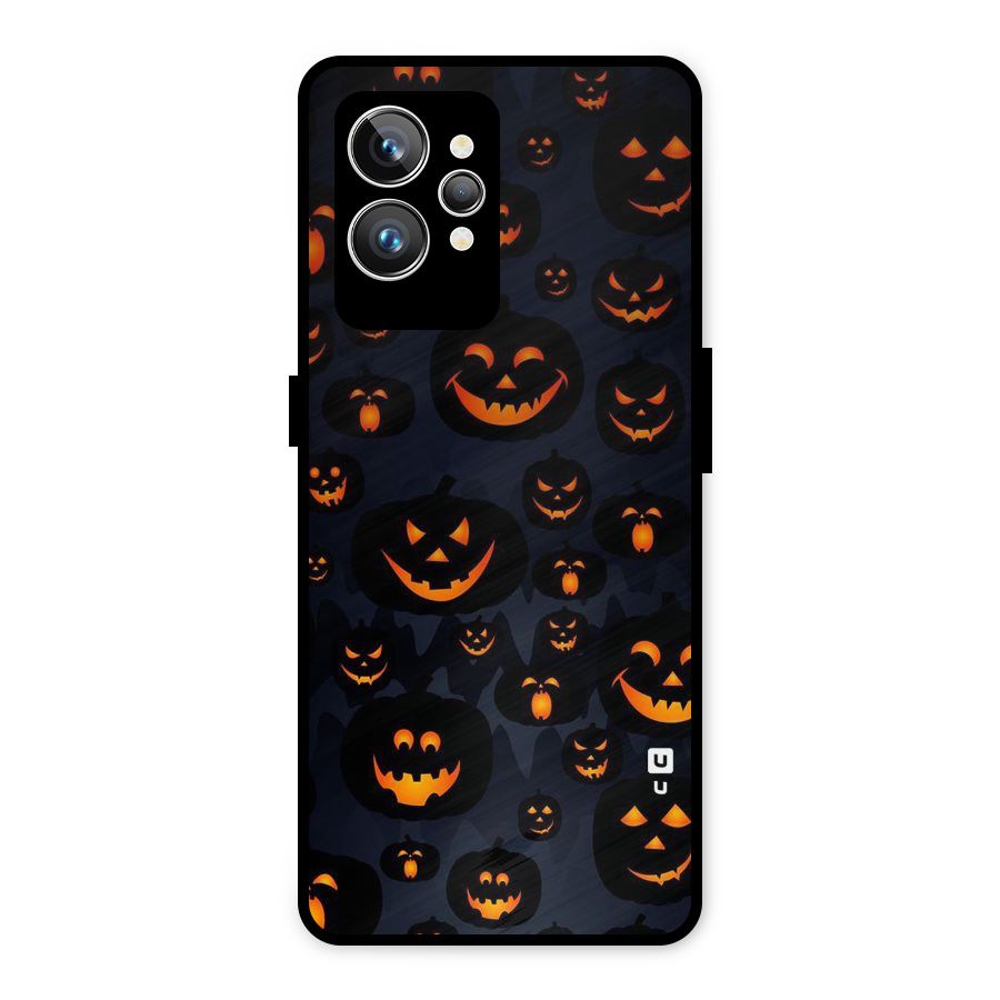Pumpkin Smile Pattern Metal Back Case for Realme GT2 Pro
