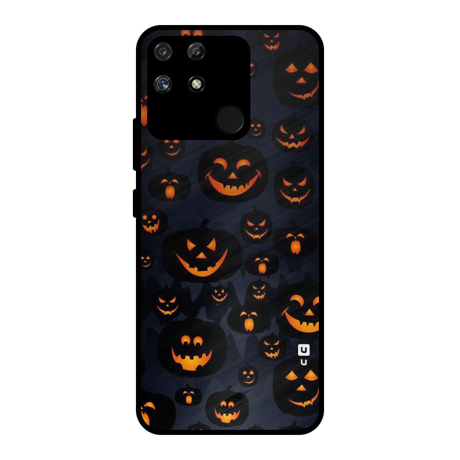 Pumpkin Smile Pattern Metal Back Case for Realme Narzo 50A