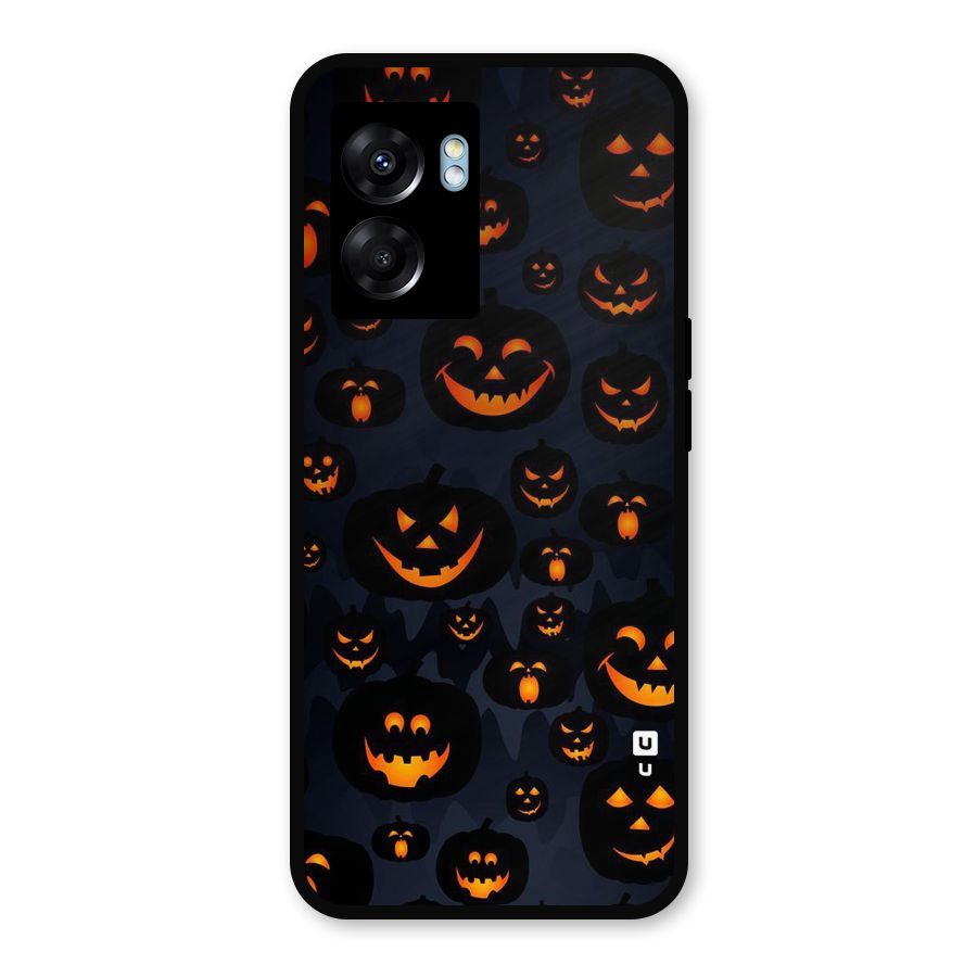 Pumpkin Smile Pattern Metal Back Case for Realme Narzo 50 5G