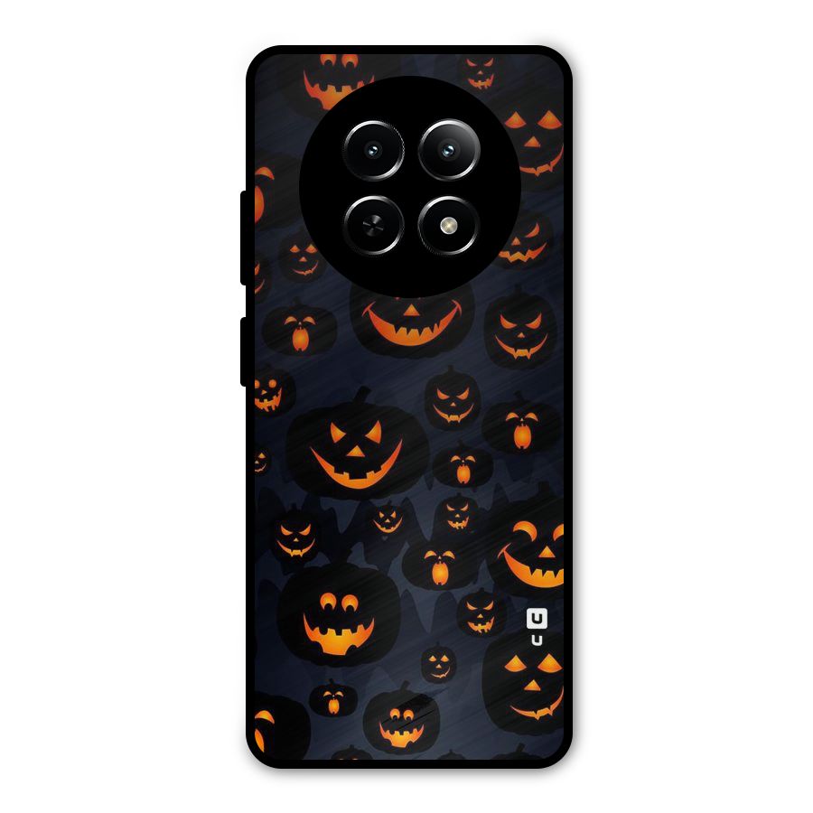 Pumpkin Smile Pattern Metal Back Case for Realme Narzo 70x 5G