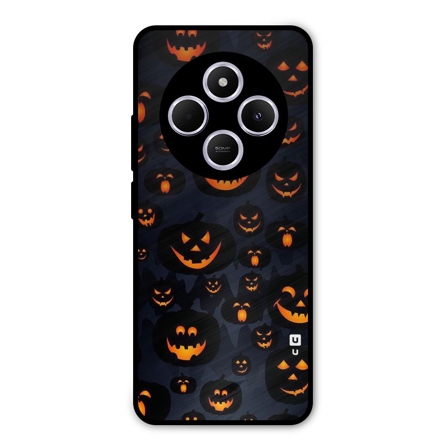 Pumpkin Smile Pattern Metal Back Case for Redmi 14C