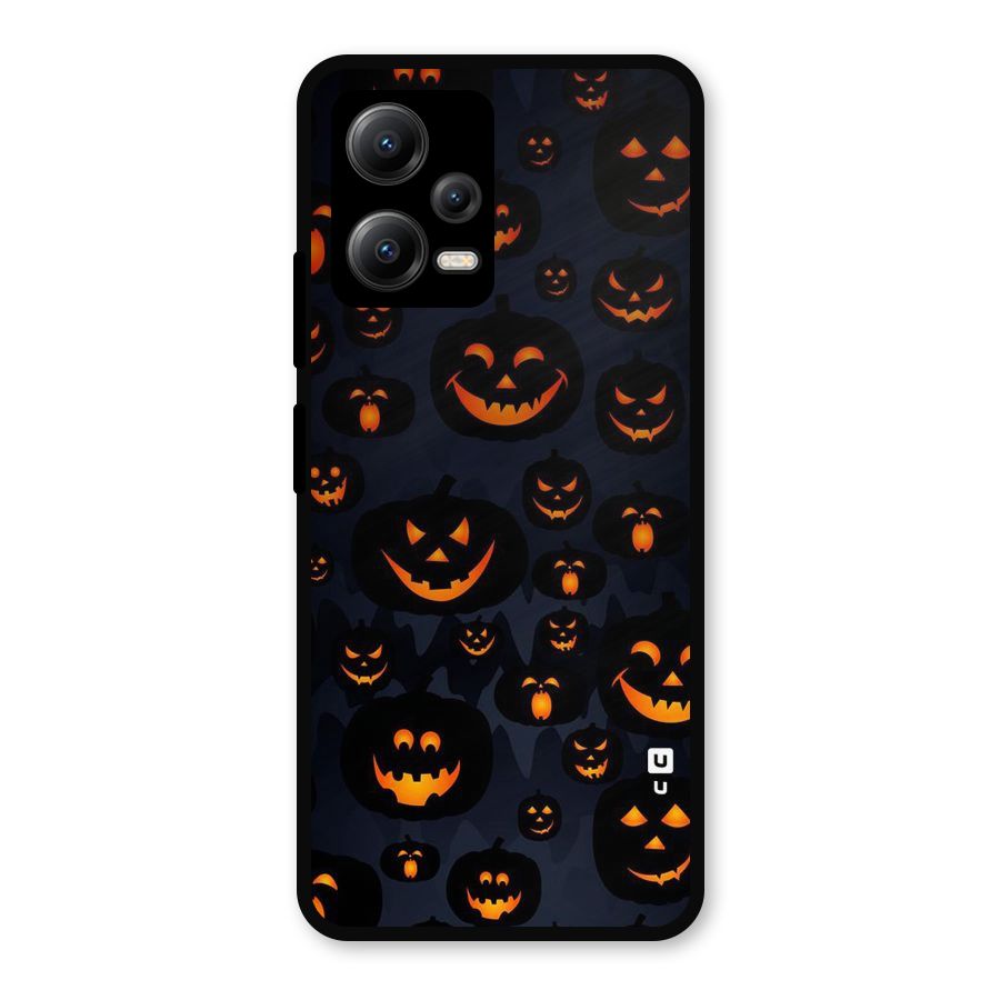 Pumpkin Smile Pattern Metal Back Case for Redmi Note 12 5G