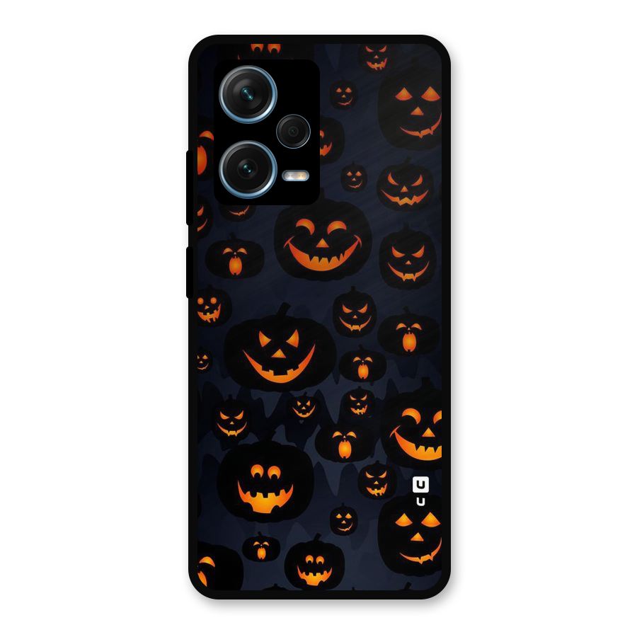 Pumpkin Smile Pattern Metal Back Case for Redmi Note 12 Pro Plus 5G