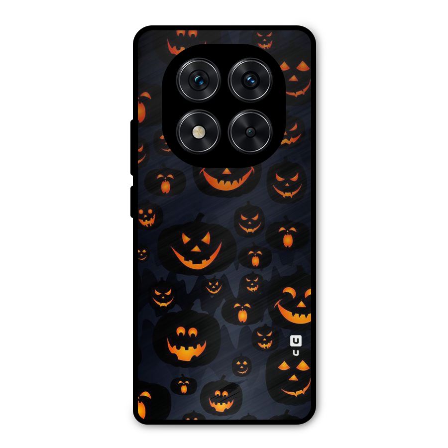 Pumpkin Smile Pattern Metal Back Case for Redmi Note 14 Pro 5G