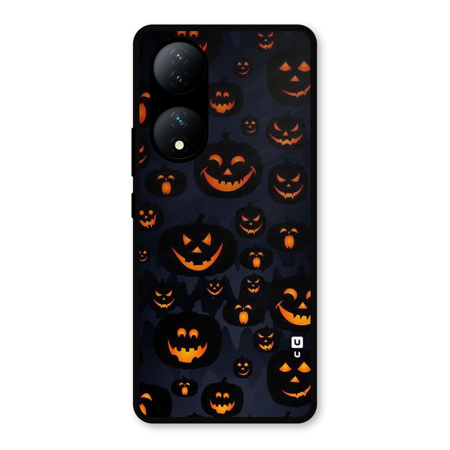 Pumpkin Smile Pattern Metal Back Case for Vivo T2
