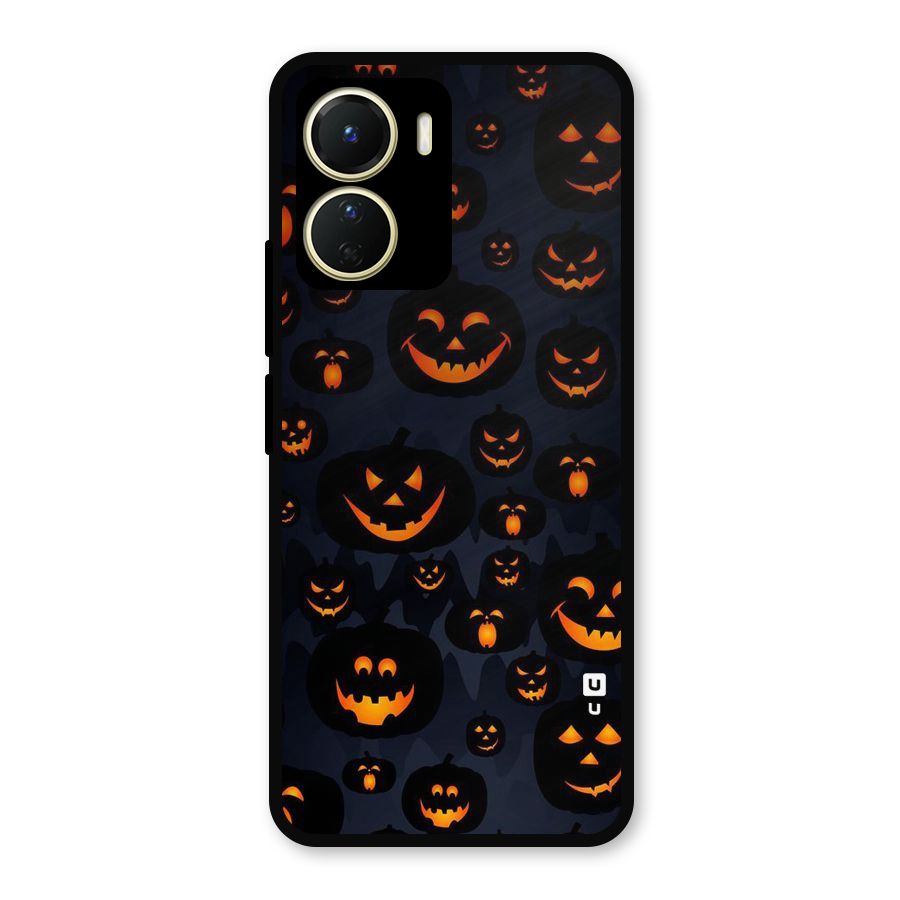 Pumpkin Smile Pattern Metal Back Case for Vivo T2x