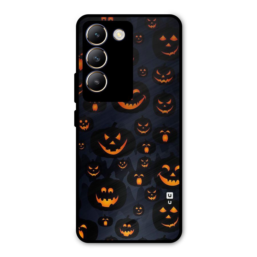 Pumpkin Smile Pattern Metal Back Case for Vivo T3 5G