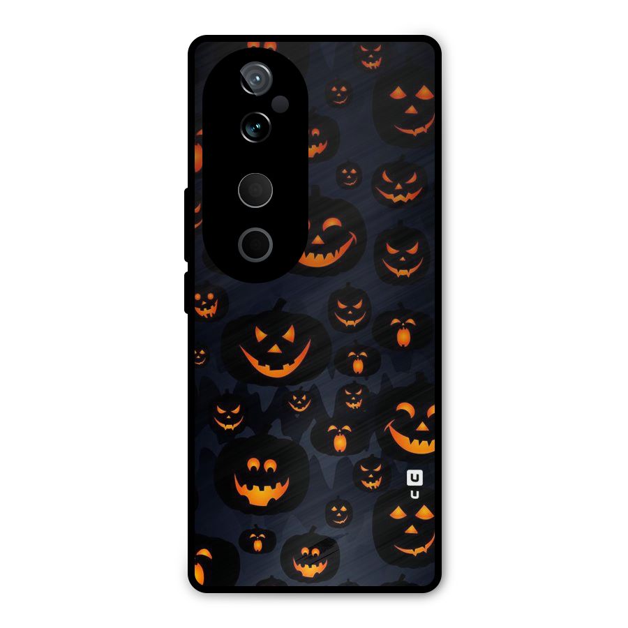Pumpkin Smile Pattern Metal Back Case for Vivo T3 Ultra