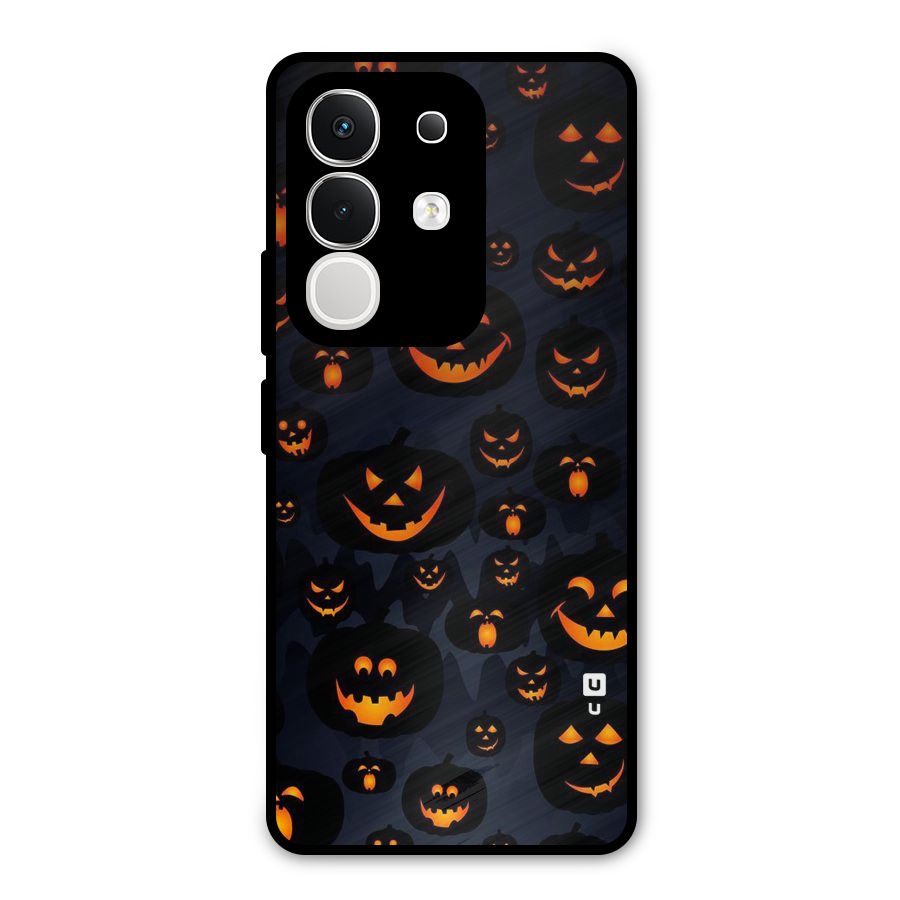 Pumpkin Smile Pattern Metal Back Case for Vivo T4x