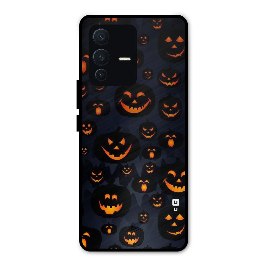 Pumpkin Smile Pattern Metal Back Case for Vivo V23 Pro