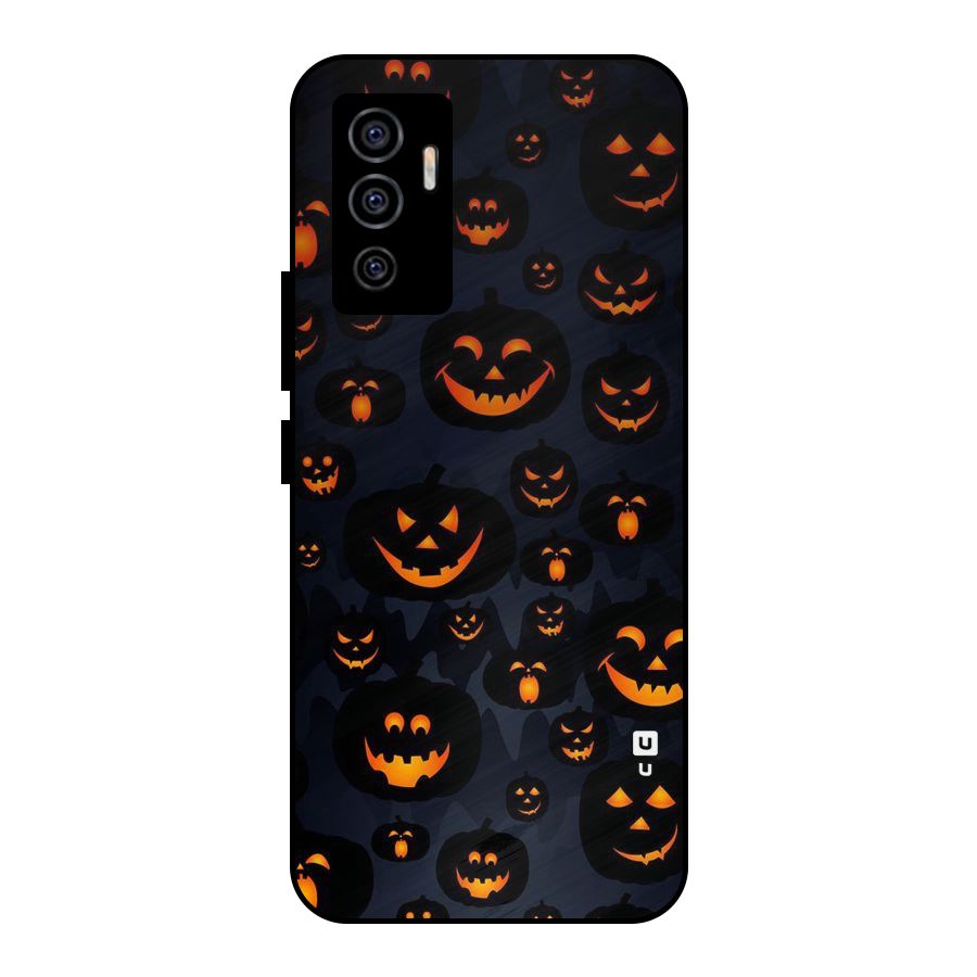 Pumpkin Smile Pattern Metal Back Case for Vivo V23e