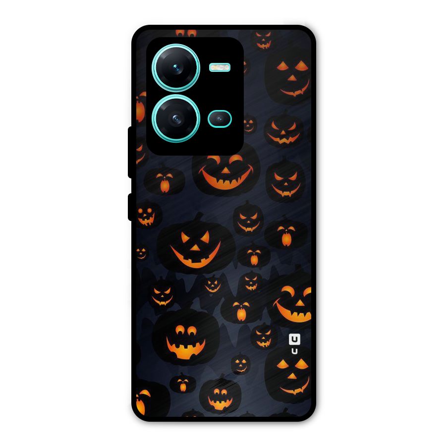 Pumpkin Smile Pattern Metal Back Case for Vivo V25