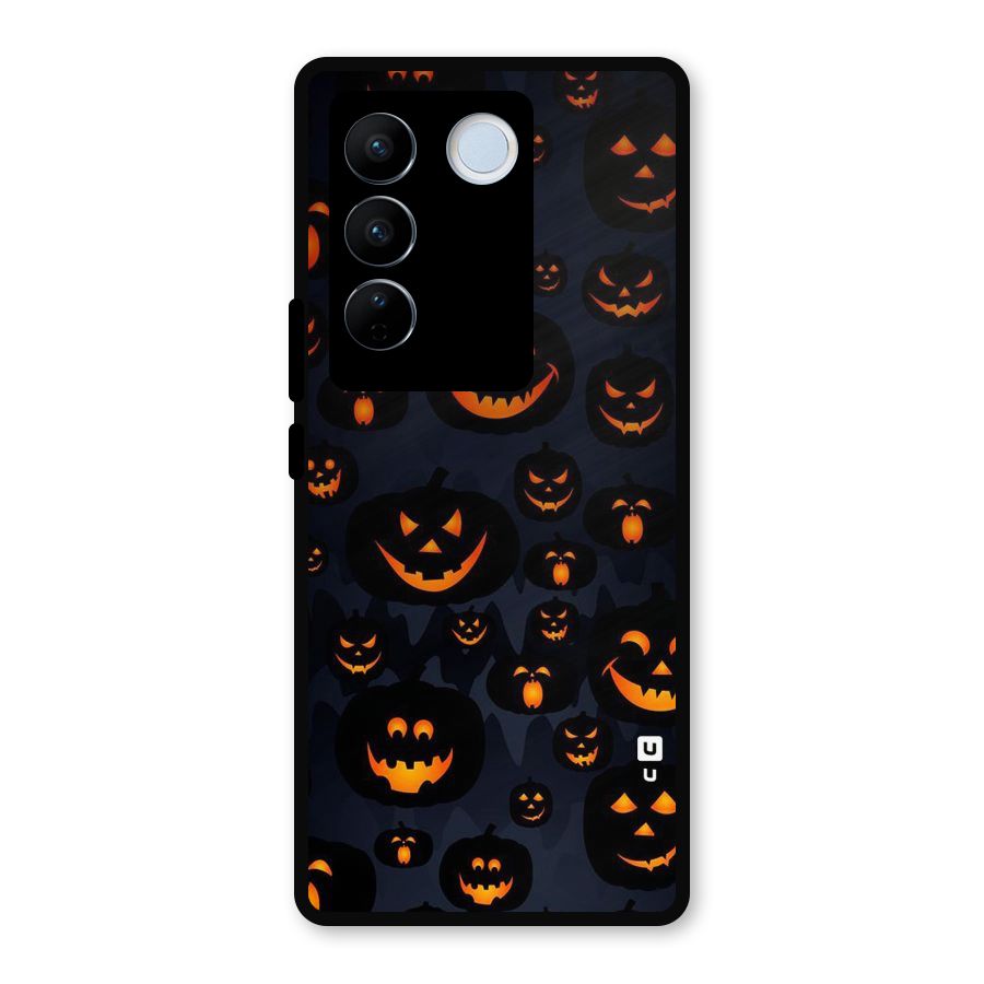 Pumpkin Smile Pattern Metal Back Case for Vivo V27