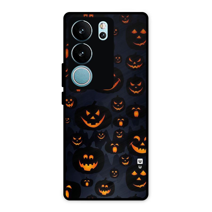 Pumpkin Smile Pattern Metal Back Case for Vivo V29 Pro