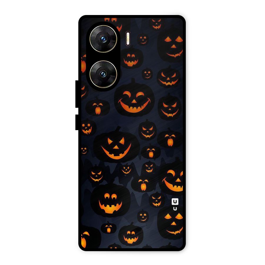 Pumpkin Smile Pattern Metal Back Case for Vivo V29e