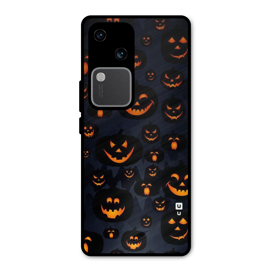 Pumpkin Smile Pattern Metal Back Case for Vivo V30 Pro