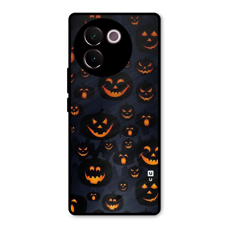 Pumpkin Smile Pattern Metal Back Case for Vivo V30e