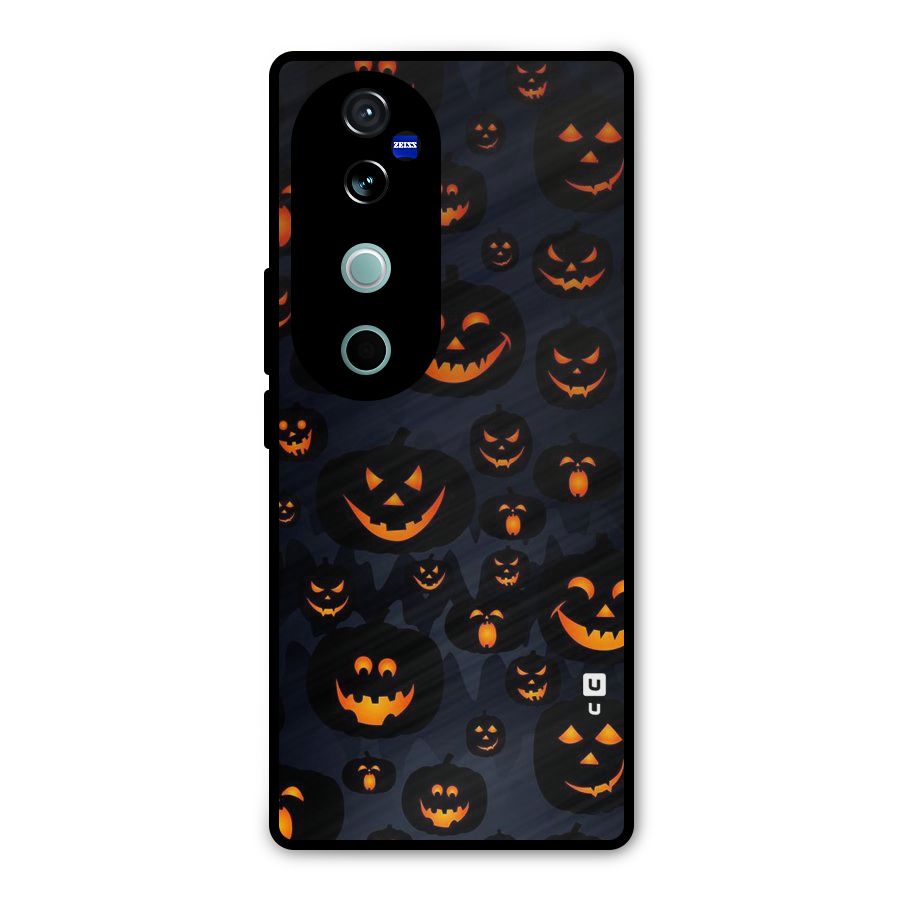 Pumpkin Smile Pattern Metal Back Case for Vivo V40 Pro