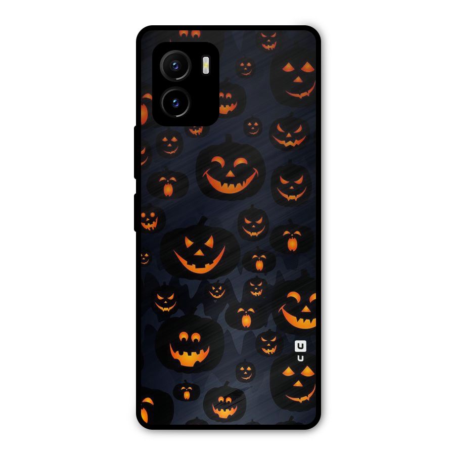 Pumpkin Smile Pattern Metal Back Case for Vivo Y15s