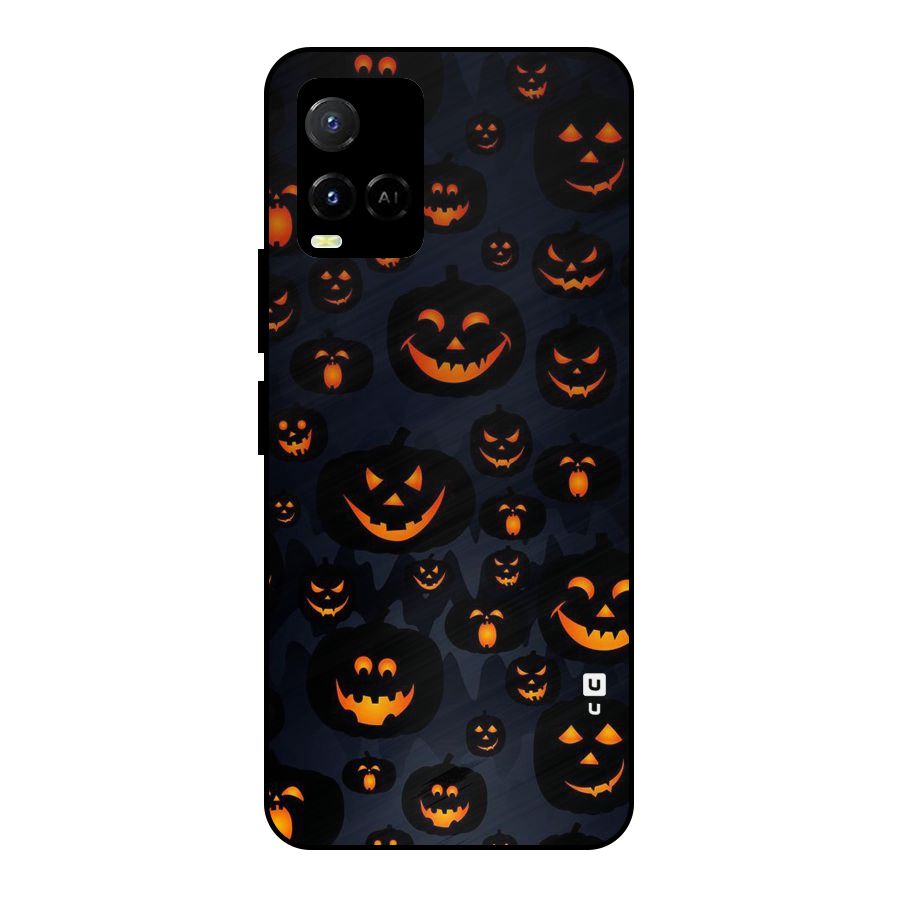 Pumpkin Smile Pattern Metal Back Case for Vivo Y21G