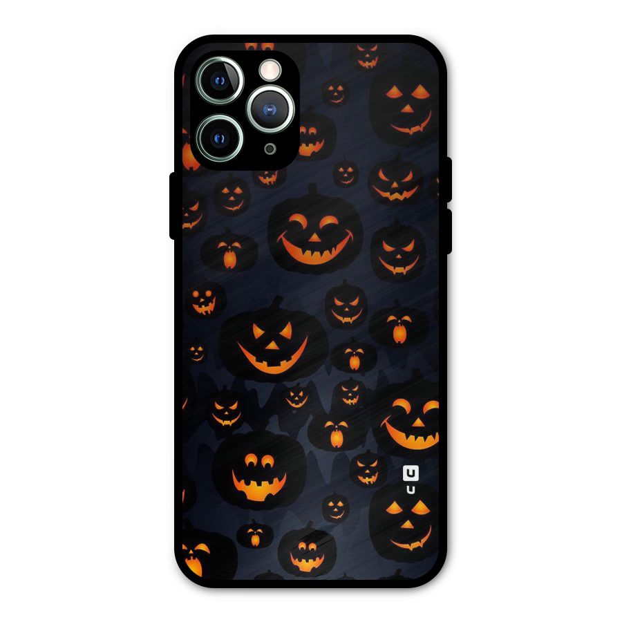 Pumpkin Smile Pattern Metal Back Case for iPhone 11 Pro Max