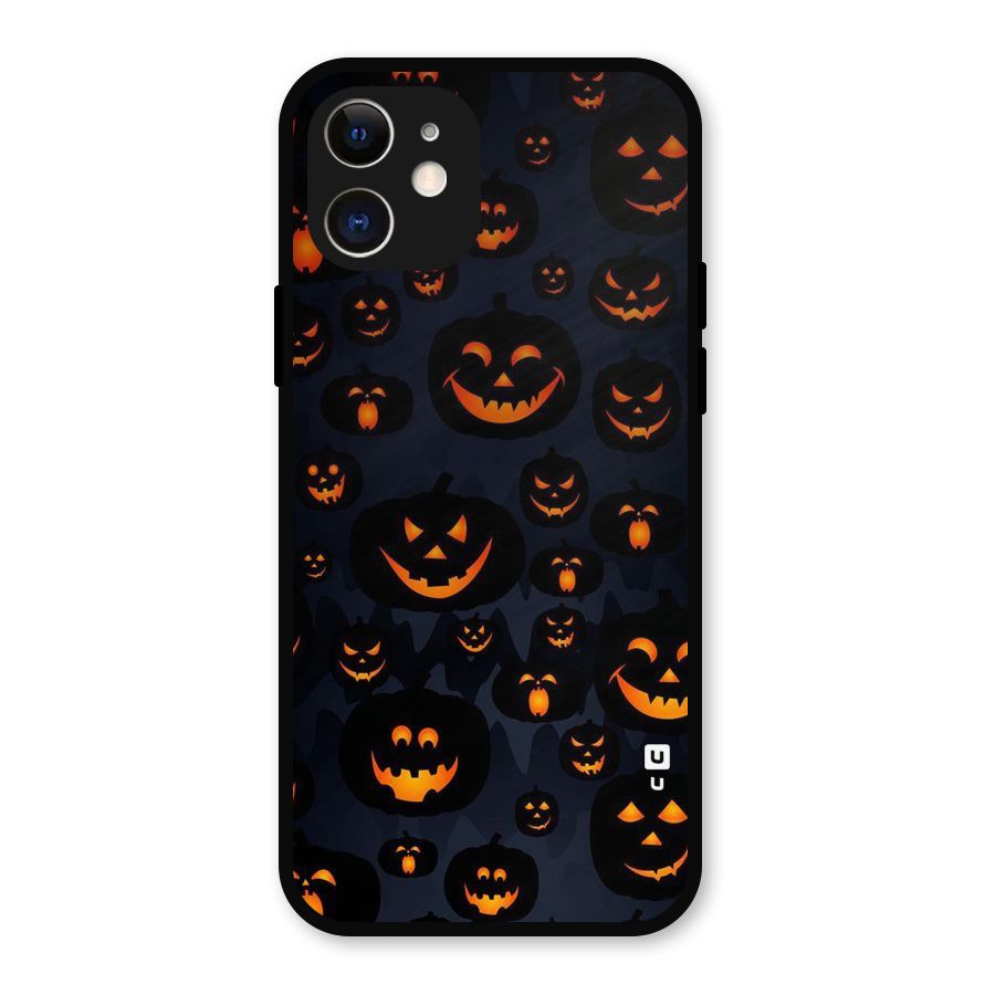 Pumpkin Smile Pattern Metal Back Case for iPhone 12
