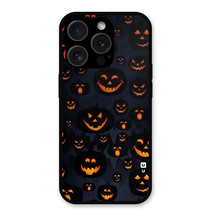 Pumpkin Smile Pattern Metal Back Case for iPhone 15 Pro