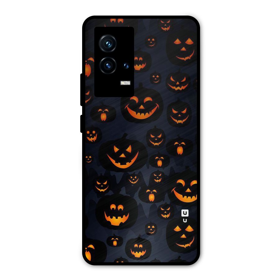 Pumpkin Smile Pattern Metal Back Case for iQOO 9 5G
