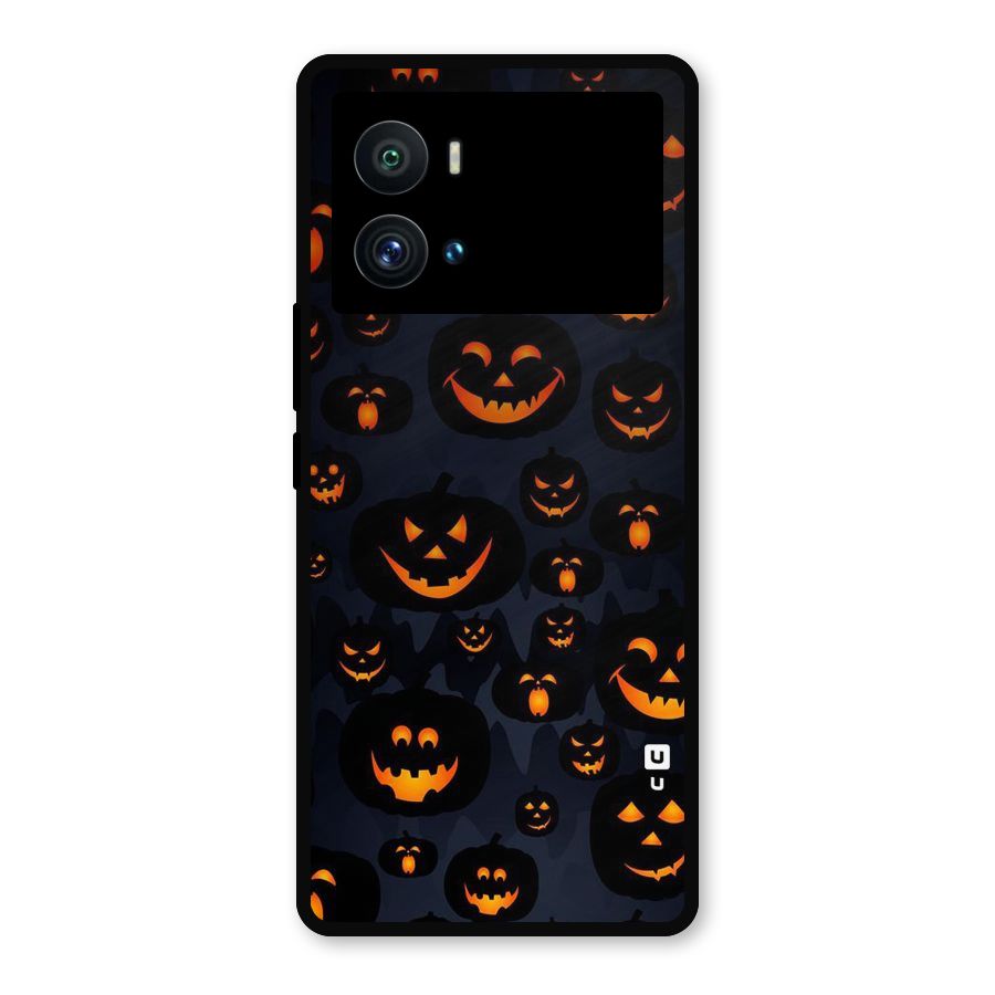 Pumpkin Smile Pattern Metal Back Case for iQOO 9 Pro