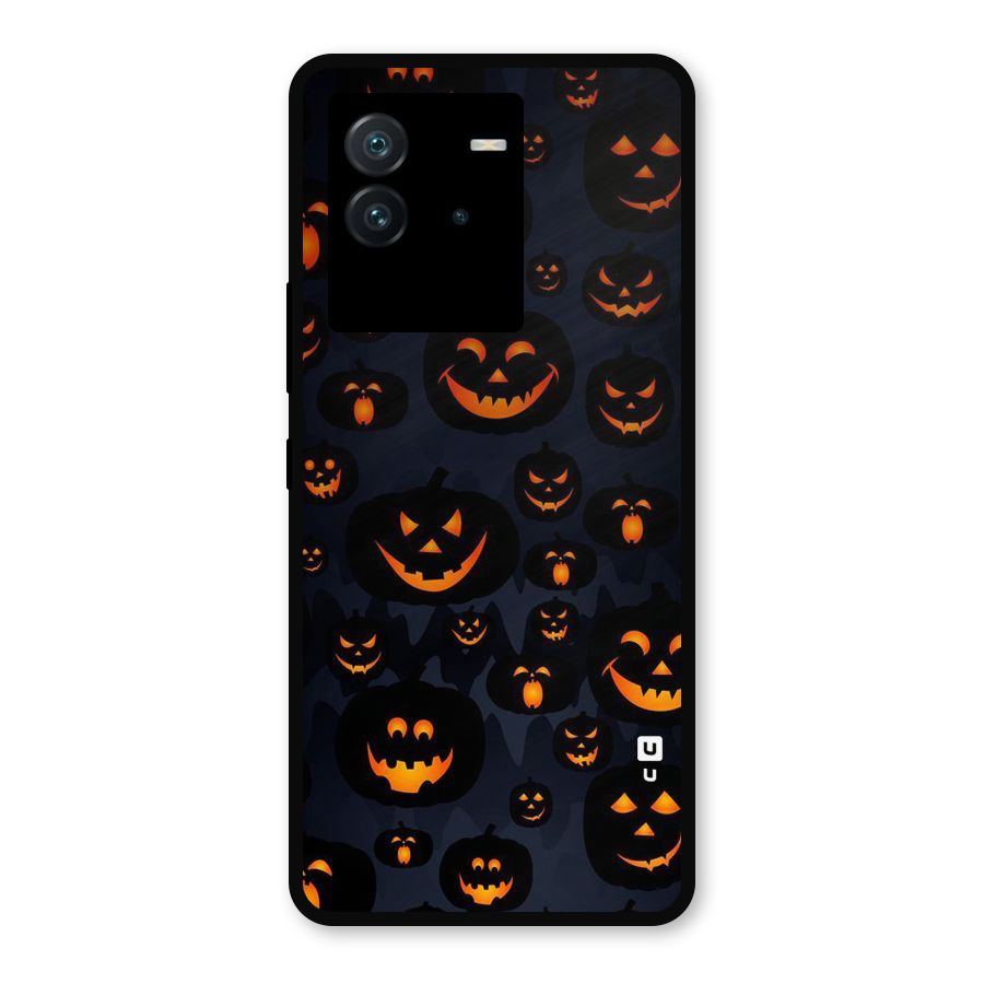 Pumpkin Smile Pattern Metal Back Case for iQOO Neo 6 5G