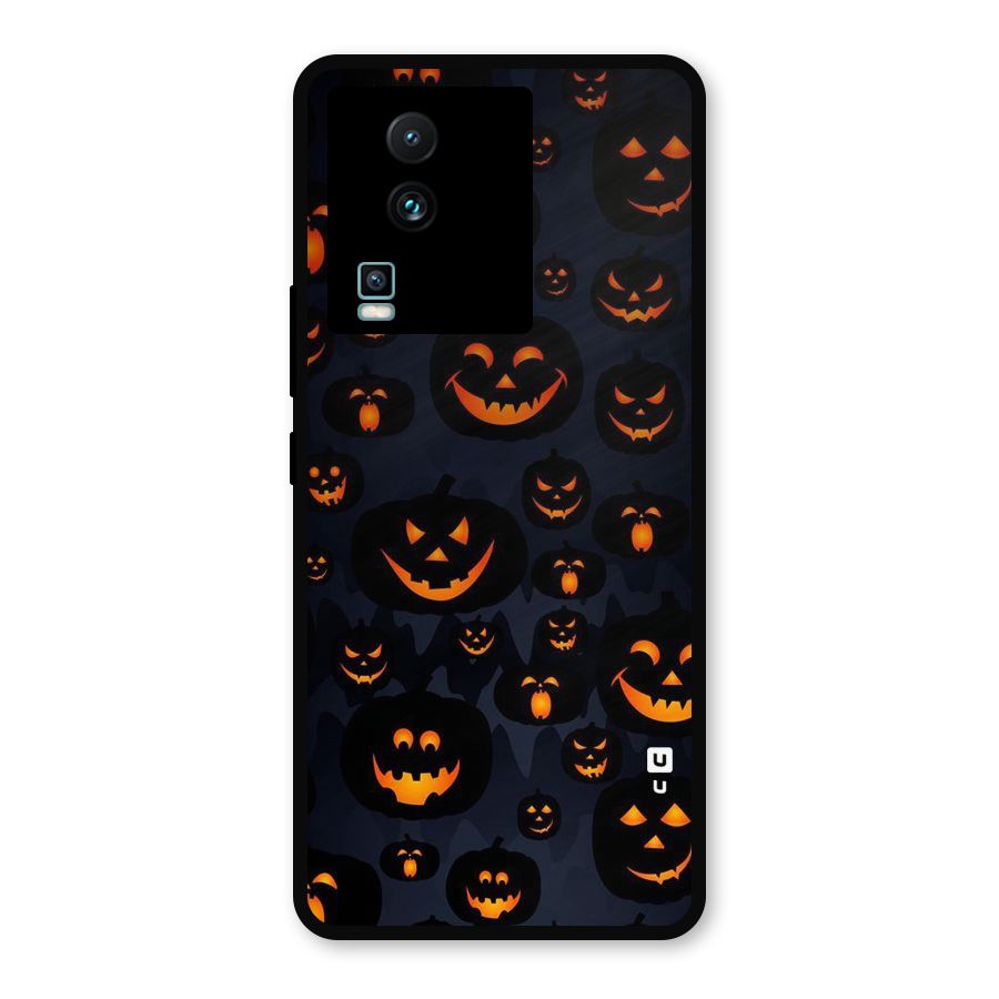 Pumpkin Smile Pattern Metal Back Case for iQOO Neo 7