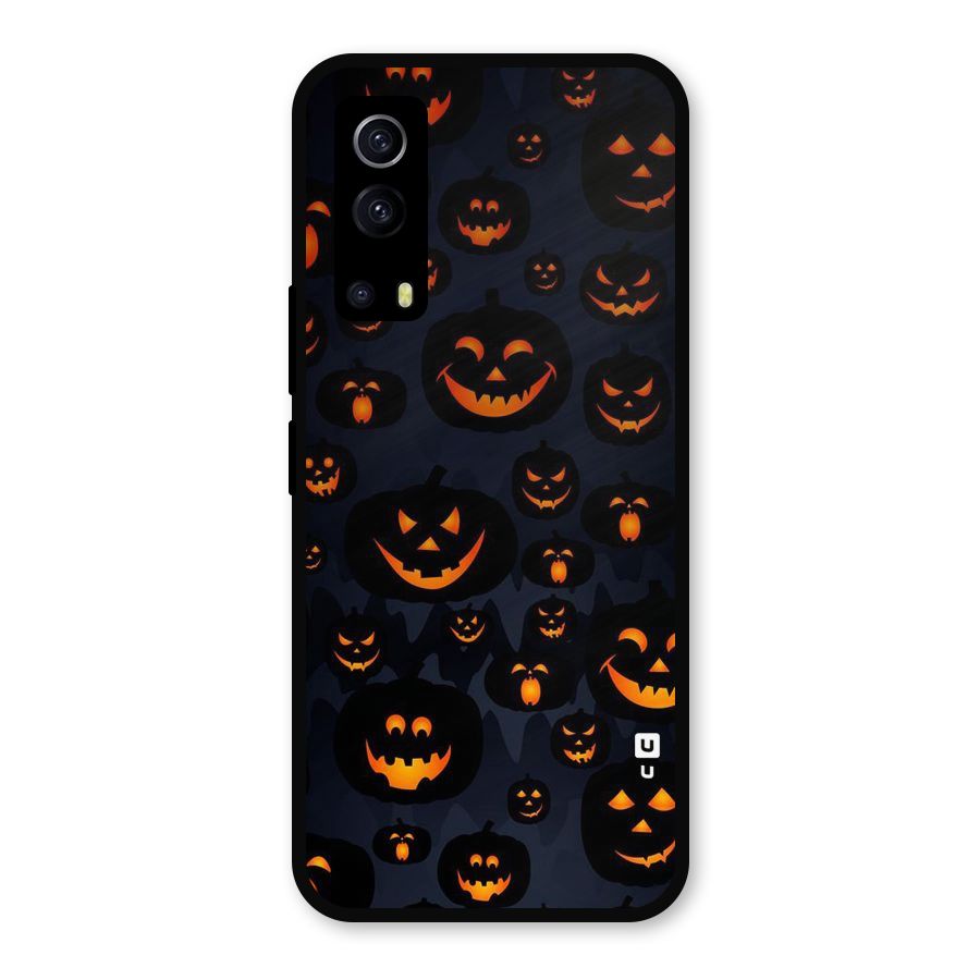 Pumpkin Smile Pattern Metal Back Case for iQOO Z3