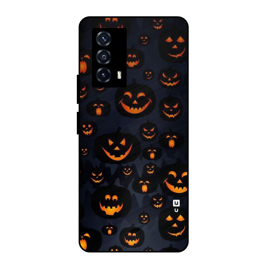 Pumpkin Smile Pattern Metal Back Case for iQOO Z5
