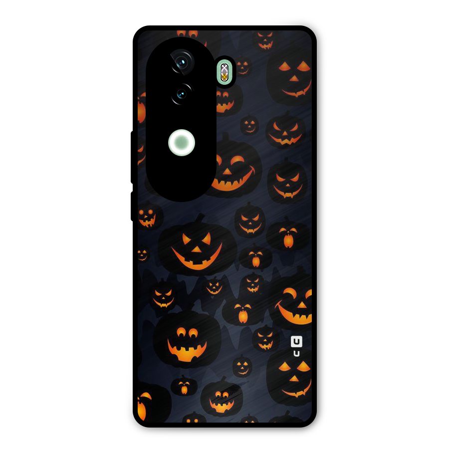 Pumpkin Smile Pattern Metal Back Case for iQOO Z9s