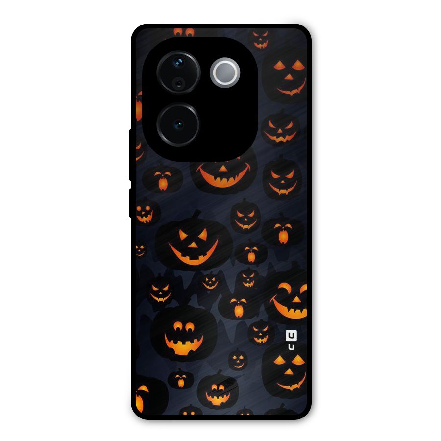 Pumpkin Smile Pattern Metal Back Case for iQOO Z9s Pro