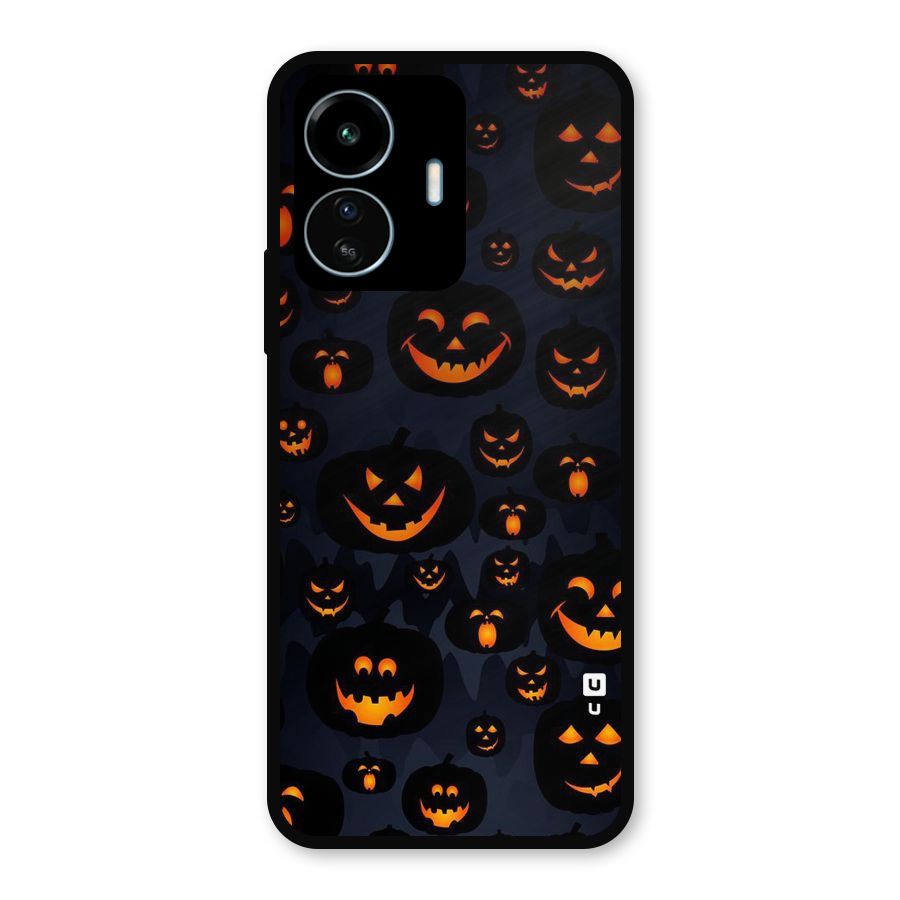 Pumpkin Smile Pattern Metal Back Case for vivo iQOO Z6 Lite 5G