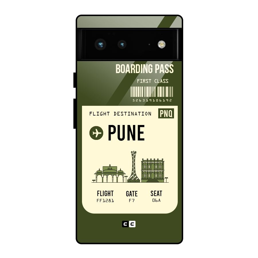 Pune Boarding Pass Glass Back Case for Google Pixel 6